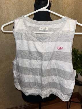 Y2K Gilly Hicks Grey And White Tank Top